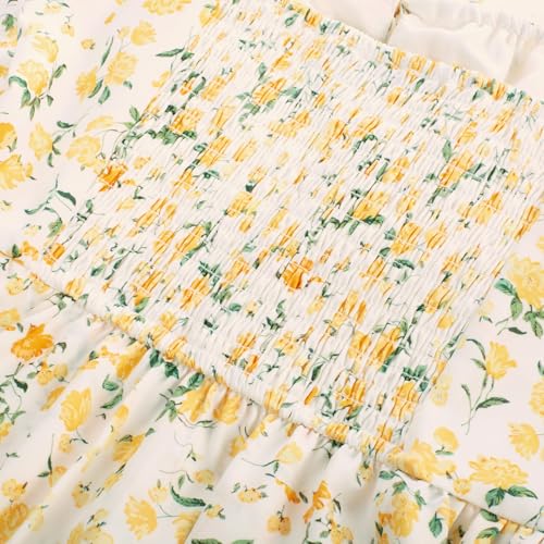Scarlet Darkness Floral Mini Corset Dress for Women Teen 2026 Summer Spring Flowy A-Line Sundress with Pockets White Yellow Floral S — view 6