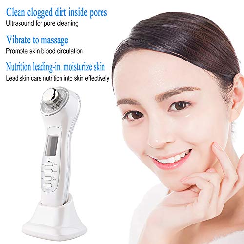 Preisvergleich Produktbild 7 in 1 Multifunktion Reinigungsinstrument, Schönheitsgerät, Vibrationsmassage Hautverjüngung LED-Farblicht Gründliche Reinigung Nahrung,White