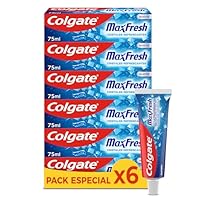 COLGATE - Pasta de Dientes Colgate Max White Cristales Refrescantes Pack 6 x 75 ml - Sabor Menta - Dentífrico con Flúor - Sensación de Frescor Instantáneo y 10 veces más Duradero