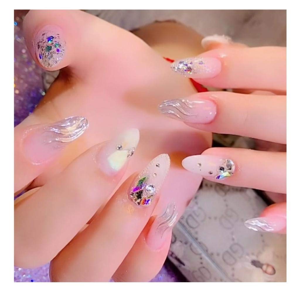ACiyD Personalice Las uñas de fototerapia a Mano, Use manicura, Parches de uñas postizas Removibles para Novias-Four-M Medium (One)
