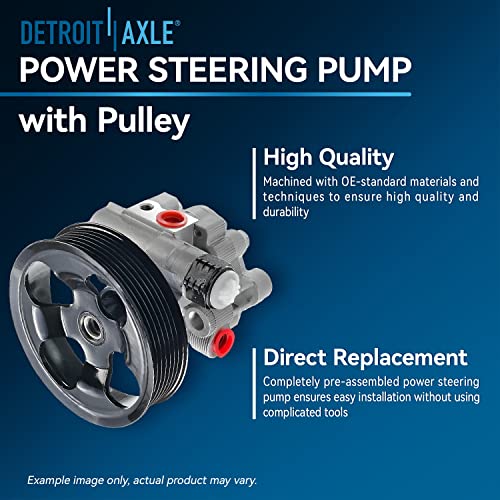 Image of Detroit Axle - Power Steering Pump for Chevy Equinox Traverse GMC Enclave Saturn Outlook Vue Pontiac Torrent Power Steering Pump with Pulley Replacement 96-2403