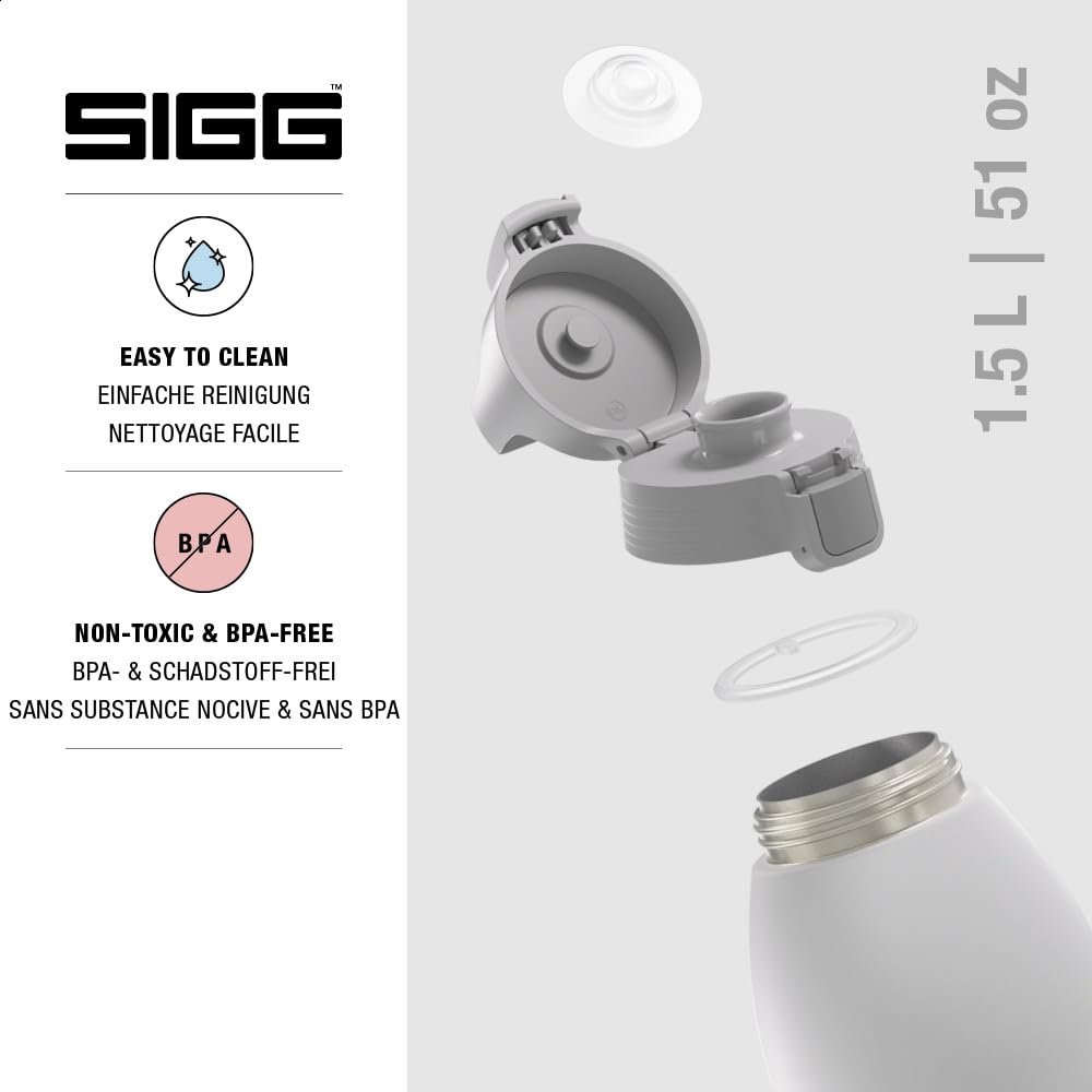 SIGG - Izolowana butelka na napoje – Shield Therm One White – napoje gazowane – szczelna – nadaje się do mycia w zmywarce – nie zawiera BPA – 90% stal nierdzewna z recyklingu – biała, 1,5 l