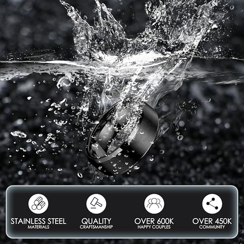 YADOCA Stainless Steel Rings for Mens Wedding Band Silver Black Fidget Ring Anxiety Relief Simple Engagement Promise Wedding Rings for Men and Women3