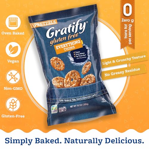 Image of Osem Gratify Gluten Free Everything Thins, Pretzel Crisps - 10.5 Oz Bag