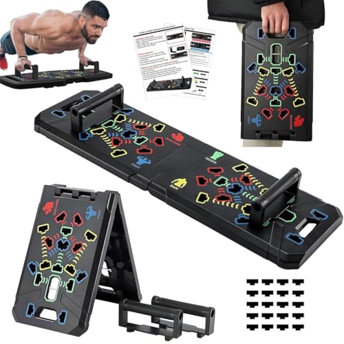 Solid Push Up Board,Home Gym,16 in 1 Home Workout Equipment Multi-Functional Push Up Stands System Fitness Floor Chest Muscle Exercise Professional Equipment Burn Fat Strength Training Arm Men & Women (16-1)