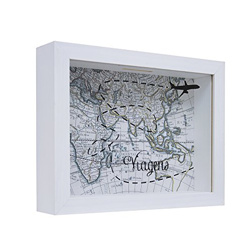 Quadro Cofre De Mesa Mapa Branco 15x20x4cm Kapos Branca 15x20x4