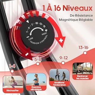 3 en 1 Velo d appartement, Vannect Vélo d’Appartement Pliable avec LCD et Mesure du Pouls Manuel, 16 Niveaux de Résistance, Vélo d’Exercice avec Siège réglable, Pour Entraînement Cardio, Charge 160KG