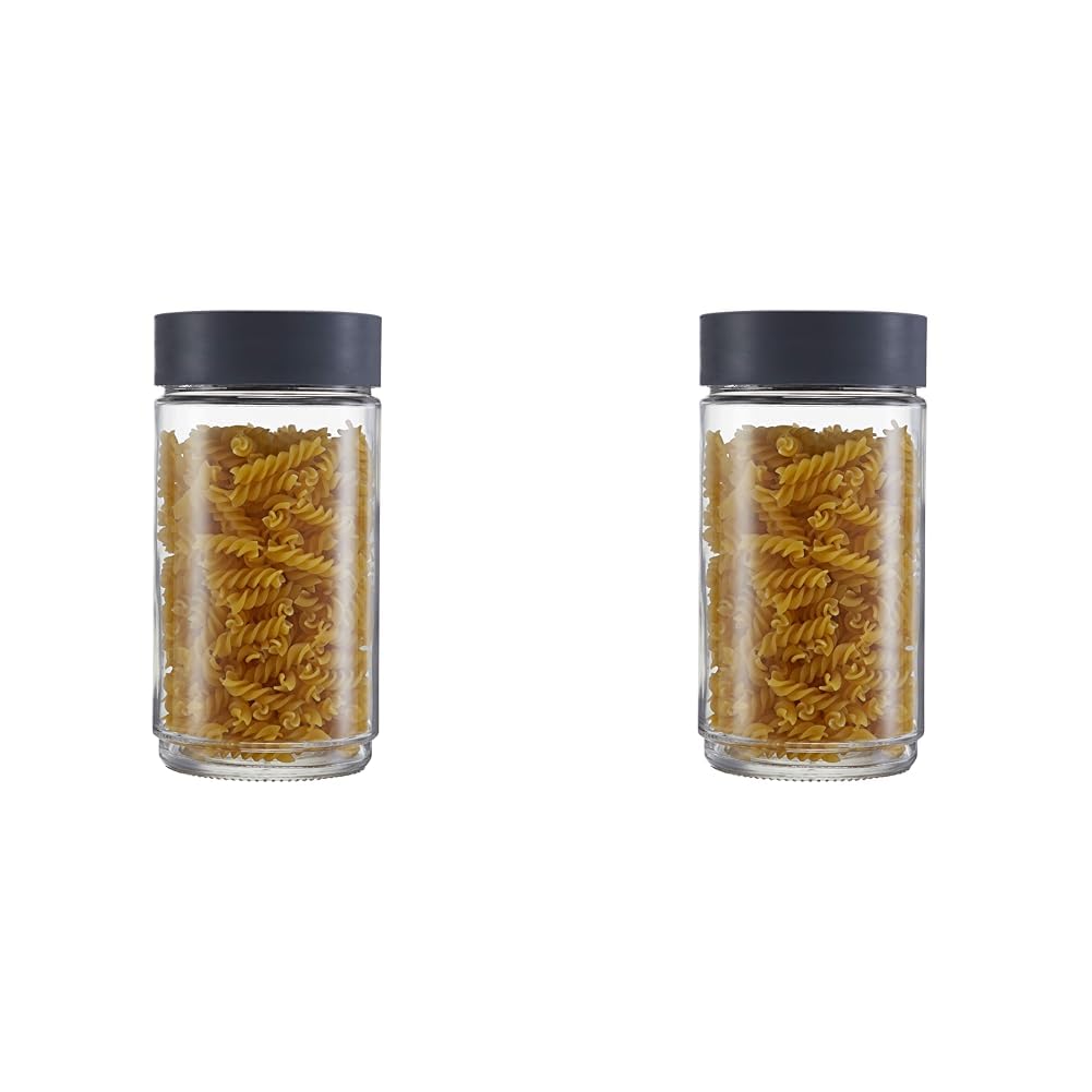 CELLO Modustack Glassy Storage Jar | Glass Jar with Lid | Air Tight Steel Lid and Stackable | For Storage of Food, Pulses, Spice, Cereals, Cookies, Dry Food | 2000ml, Grey (Pack of 2)-image-33