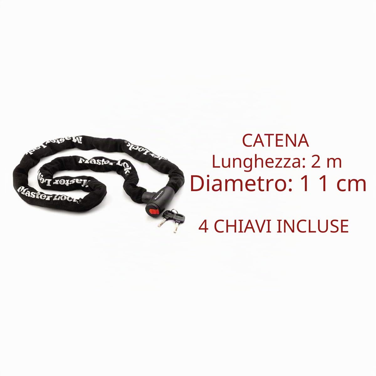 MASTER LOCK Lucchetto Bici [Chiave] [2m Catena] 8292EURDPS - Ideale per Proteggere Moto, Scooter