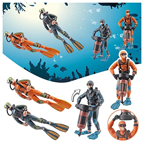 Miniature Diver Figurine - Simulation Miniature Figure People Models Underwater Swimmers Action Realistic Divers Figurines Plastic Models Toy Decor (C, One Size) #TOP3
