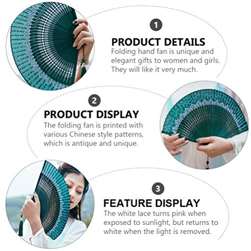 Toyvian Ventilador de Seda Chinês Ventilador de Dobramento Japonês Ventilador de Seda Portátil Com M