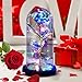 Gohytal Rosa Eterna, Rosa Bella y Bestia Elegante Regalo de Flores en Cúpula de Cristal con Luces LED Regalo de rosas originales para Mama Sets de Regalo para el Día de la Madre/Aniversario/Cumpleaños