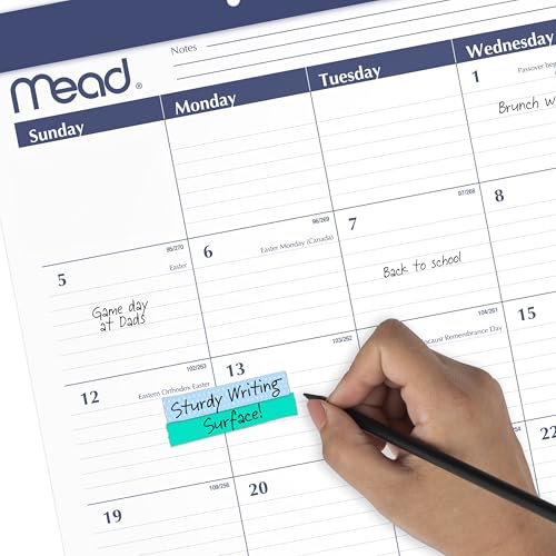 Image of Mead Desk Calendar 2026-2027 Planning Pad, Academic 15-Month April-June, Monthly, 21.75 inch x 17 inch Standard, Ruled Daily Block (CAM92020)