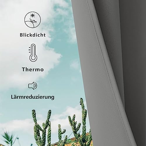 CUCRAF Blackout Curtains for Bedroom & Living Room, Light Grey 69 Inch Drop 2 Panels - Image 3