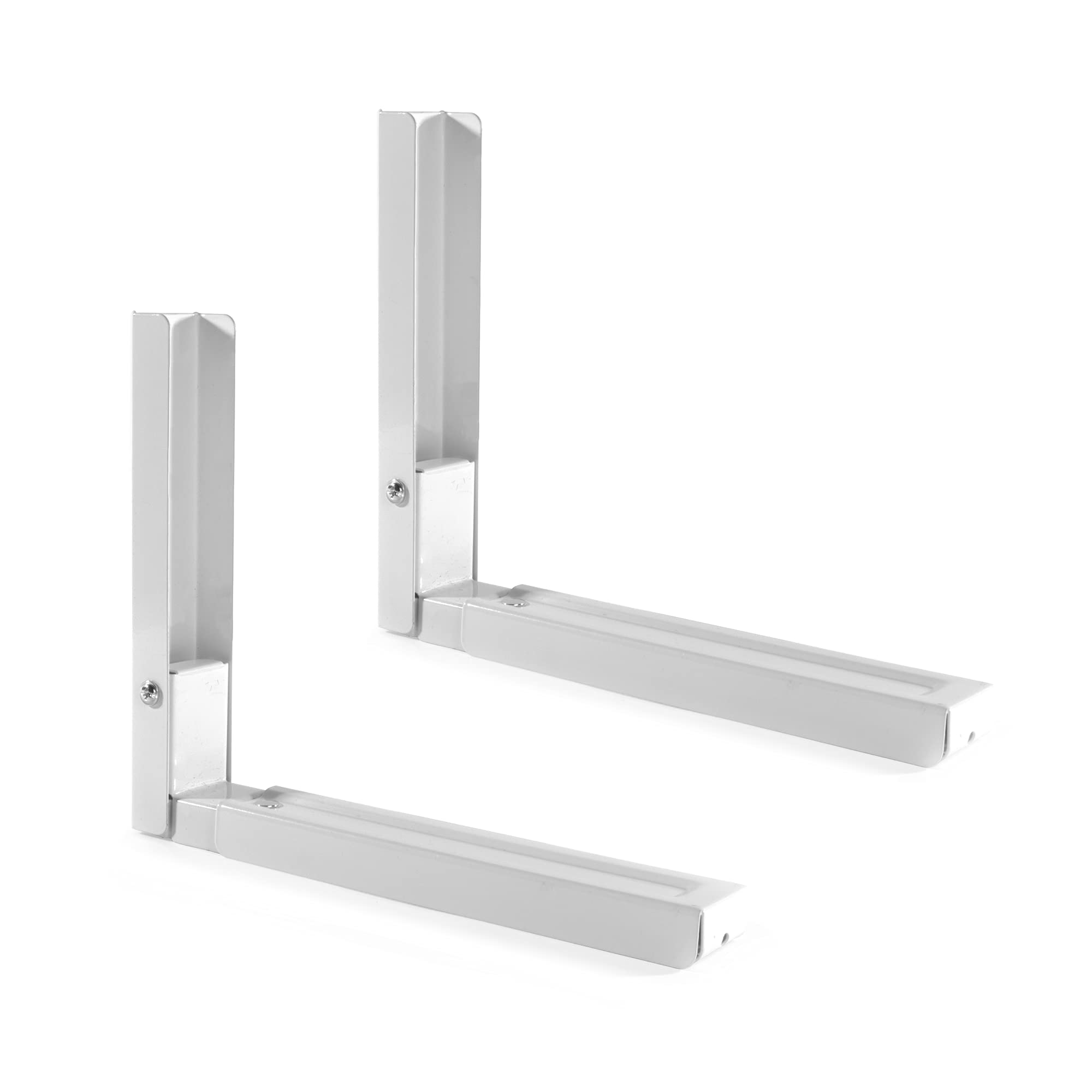 Microwave Mount Bracket Set of 2 | Universal Support & Wall-Mounted Storage | Extendable Length 30.5cm - 47.5cm | All Fixings Included | Pukkr (White)