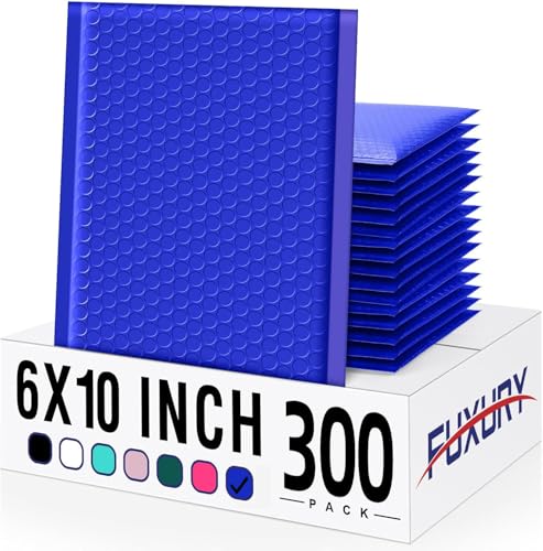 Image of Fuxury 300 Pack Royal Blue Bubble Mailers 6x10 inch Bubble Shipping Envelopes