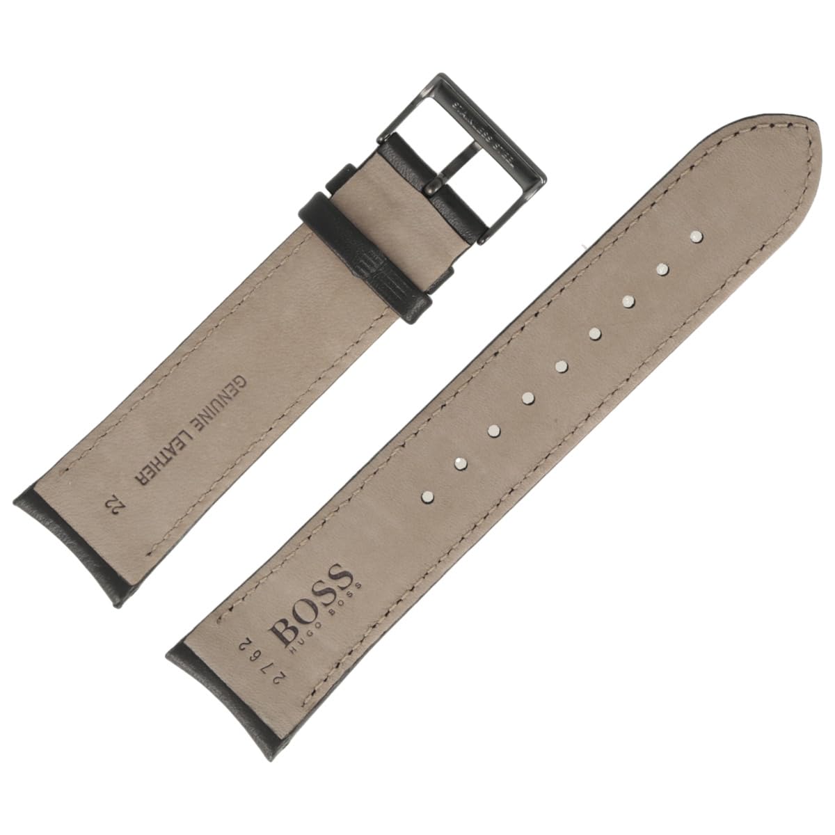 HUGO BOSS Uhrenarmband 22mm Leder Schwarz Glatt - 659302762