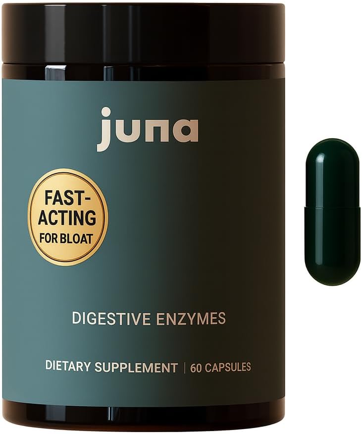 Juna Digestive Enzymes + Probiotic — 3-in-1 Daily Gut Support for Bloat Relief, Smooth Digestion & Microbiome Balance | 15 Enzymes, 5 Probiotics, 8 Botanicals | Vegan, 3rd-Party Tested | 60 Capsules