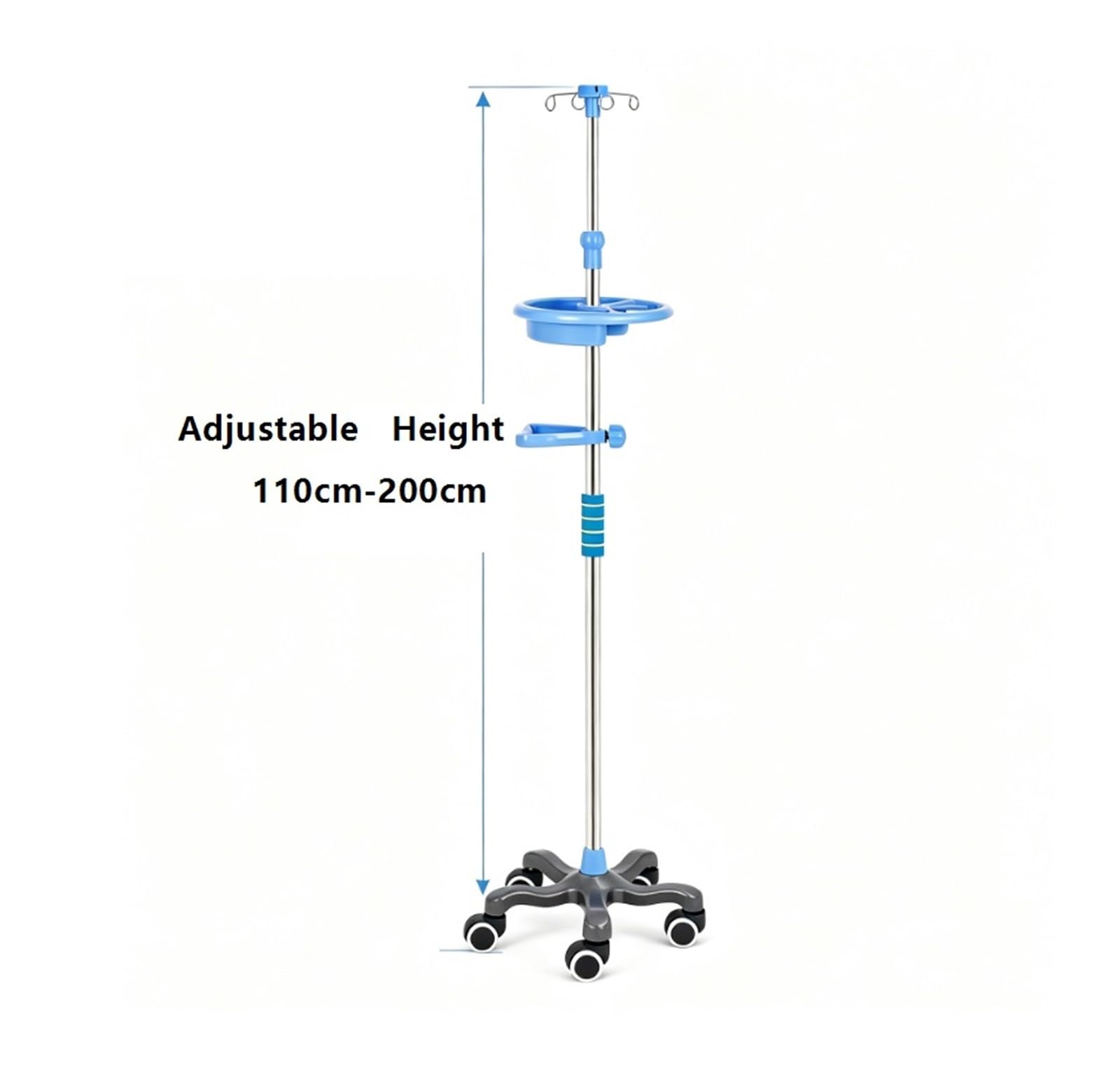 Soporte portátil for portasueros con ruedas y 4 ganchos Soporte para suero