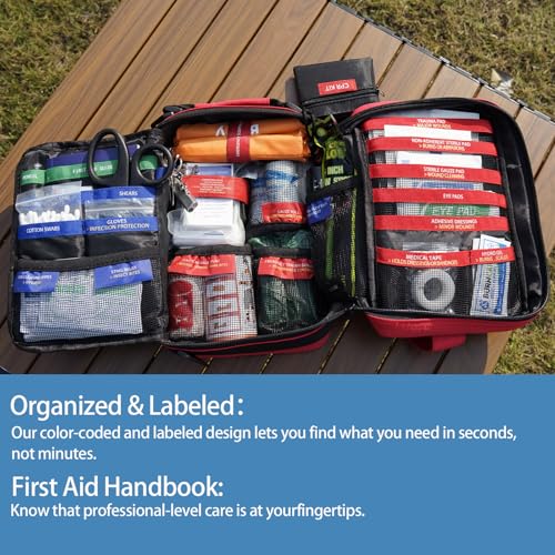 Comprehensive First Aid Kit For Home, Premium Emergency Trauma Kits with Shoulder Strap for Car Camping Gear, Waterproof Survival Kit, Home Essentials, Outdoor Emergency Medical Supplies -324 Piece - Image 3