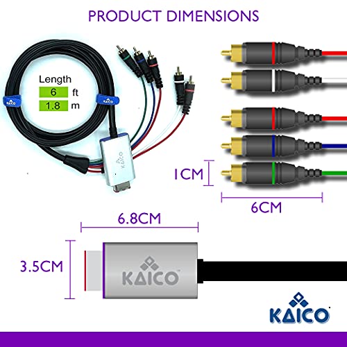 Image of Kaico Component Cable Adapter Lead for the Nintendo GameCube Running GCVideo Lite Software - Supports Full Video and Audio. A Simple Plug and Play Component Converter for Gamecube