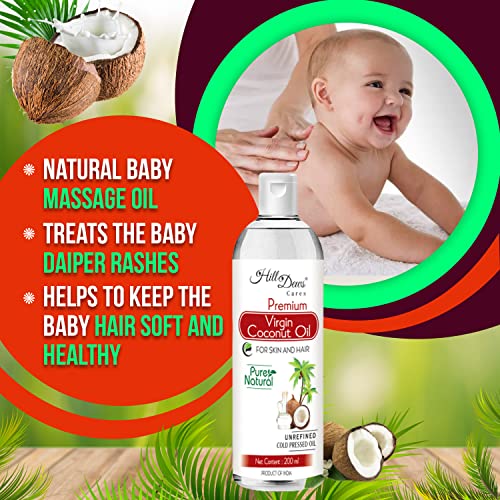 Image of Virgin Coconut Oil 200ml Pure Natural Unrefined Cold Pressed Skin and Hair