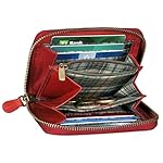 Geldbörse Damen Klein Echt Leder | Geldbeutel mit RFID Schutz | Flaches Slim Portemonnaie mit Reißverschluss & 6 Kartenfächer, Farbe:Rot – Bild 5