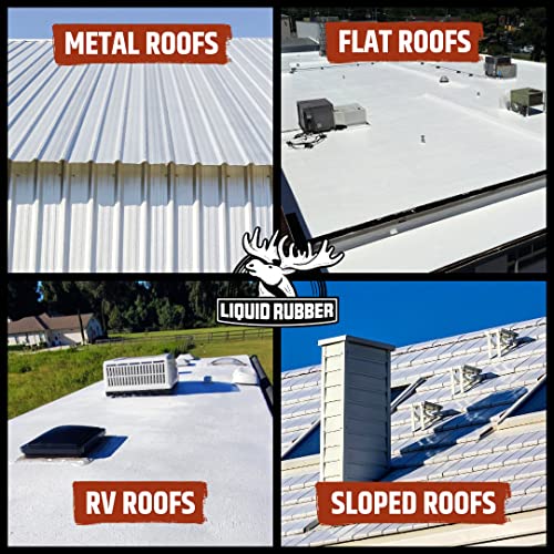 Liquid Rubber Silicone Roof Coating - Roof Sealant For Flat, Sloped, And Metal Roofs, White, 1 Gallon #TOP3