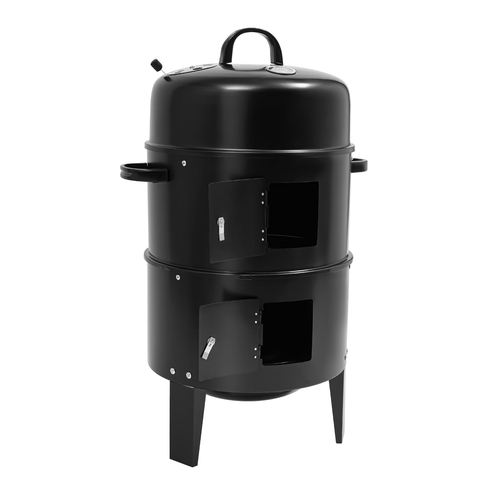 Horno de ahumar 3 en 1, 40 cm, con termómetro y tapa, barbacoa de doble capa, para barbacoa, pescado a la parrilla, ahumado