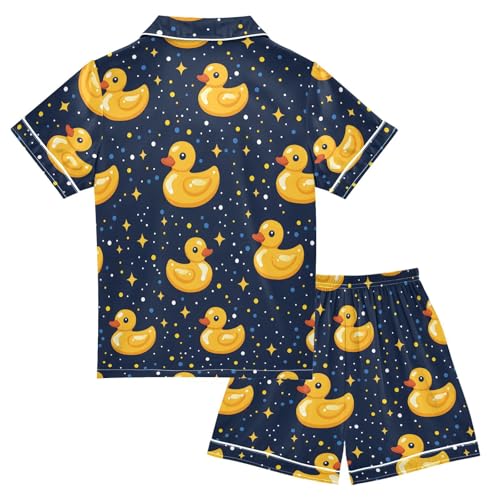 Rubber Ducks Cute Print Pajamas Set Summer Button Down Sleepwear Pjs Sets Comfy Loungewear2