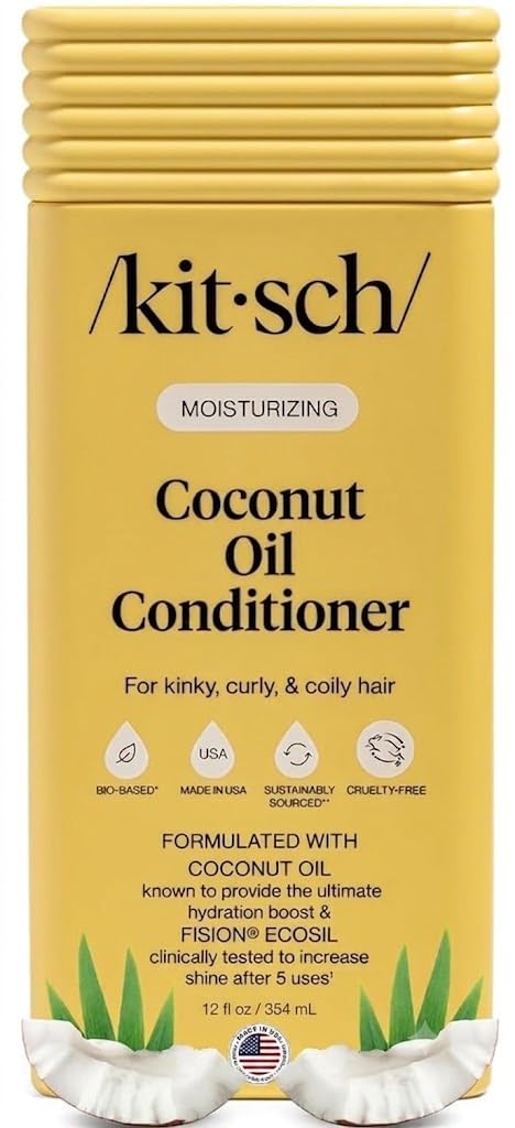 Kitsch Coconut Oil Hair Conditioner for Women & Men – Made in USA – 12 oz 12 Fl Oz (Pack of 1)