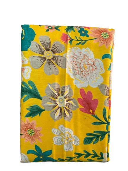 Rayon Fabric Blouse Piece Material, Yellow Floral Print, 1 Meter-image-32