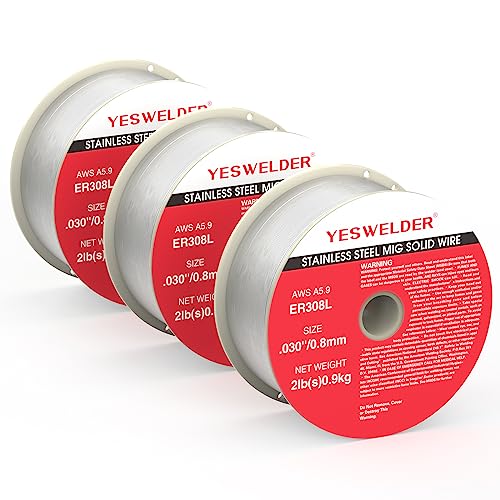 Image of YESWELDER Stainless Steel MIG Solid Wire ER308L .030-Diameter, 2-Pound, 3-Packs Strong ABS Plastic Spool Welding Wire