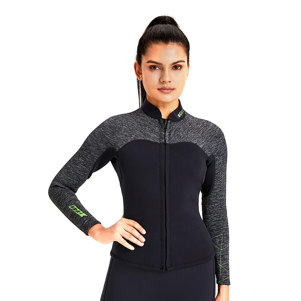 Veste de Combinaison en NéOprèNe de 3 Mm pour Femmes et Hommes, Veste à Manches Longues avec Fermeture éClair Avant pour Rester Au Chaud Lors De La PlongéE en Eau Froide, Le Surf