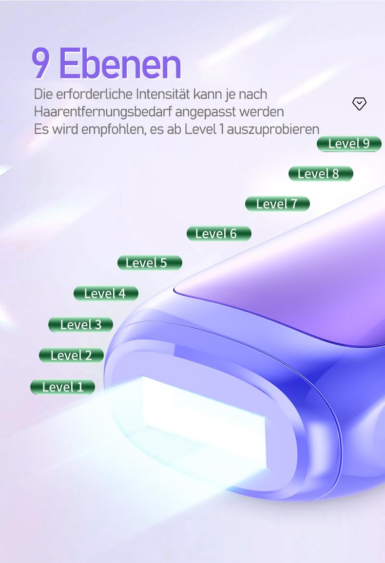 IPL Laser Haarentfernung mit Eiskühlsystem 9 Energiestufen 999,900 Lichtimpulse für Gesicht Achseln Beine Körper