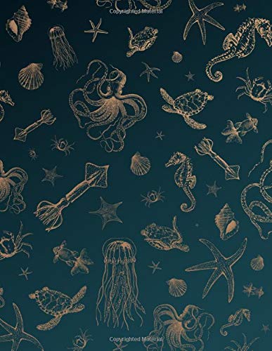 Sea Life Animals Sketchbook Brown: Ocean Sketchbooks With Octopus, Sea Horse, Sea Turtle, Squid And Jellyfish For Artists Adults & Kids to Draw in 8.5x11" LARGE 110 Blank Pages