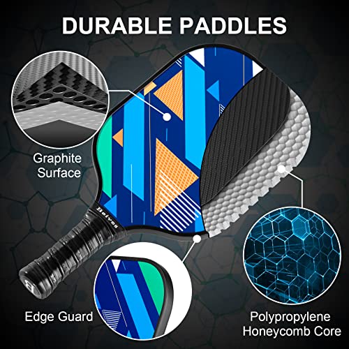 Beives Graphite Pickleball Paddles Set Of 2 Pickleball Racket Lightweight Pickle Balls Equipment With 4 Balls And Portable Carry Bag (Blue) #TOP2