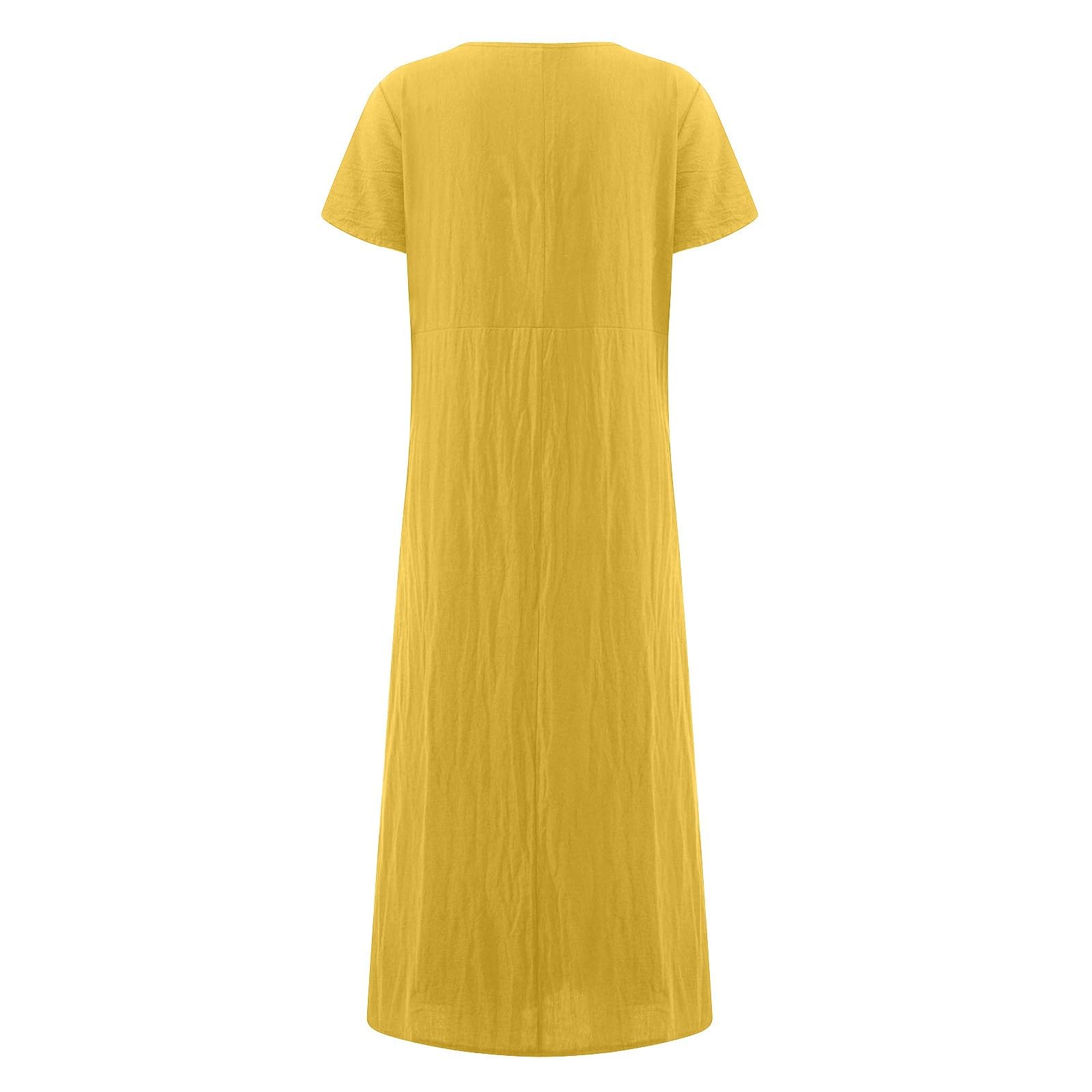 Letnia Sukienka Damska 2026, Wygodna, Luźna, Gładka, Krótkim Rękawem, Bawełniana, Długa, Casual Oversize Fashion Dress