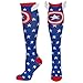 Captain America Shield and Stars Knee High Socks with Wings multicolor one size Sock Size: 9-11 / Shoe Size 5-10