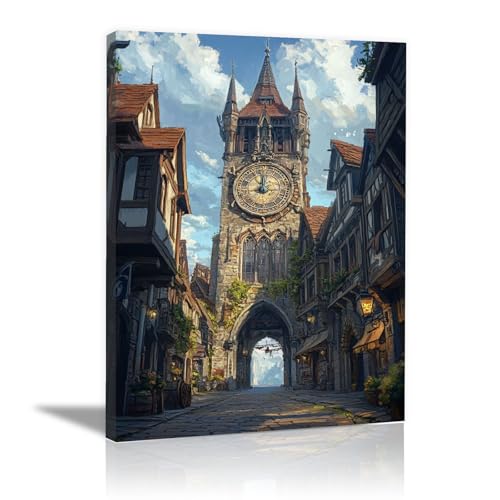 Toile murale abstraite Rue de la Cloche brun 40x60cm encadrée