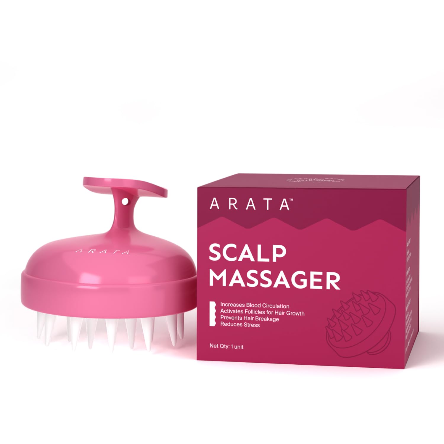 Arata Scalp Massager with Medical-Grade Silicone Bristles | For Dry, Oil Massage, Shampoo & Conditioning | Exfoliates, Boosts Hair Growth, Blood Flow, Prevents Dandruff & Hair Loss | For Men & Women (B0D2R45T6B) Amazon Price History, Amazon Price Tracker