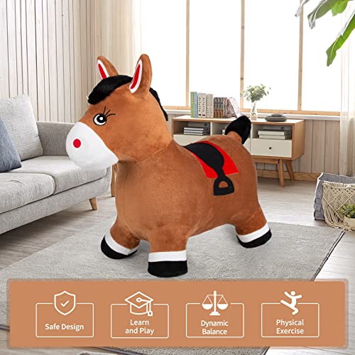 INPANY Bouncy Horse Hopper for Toddlers - Hopping/Bouncing Horse, Inflatable Ride-on Animal Toy for Kids/Children - Plush Covered (Includes Pump) - Image 6