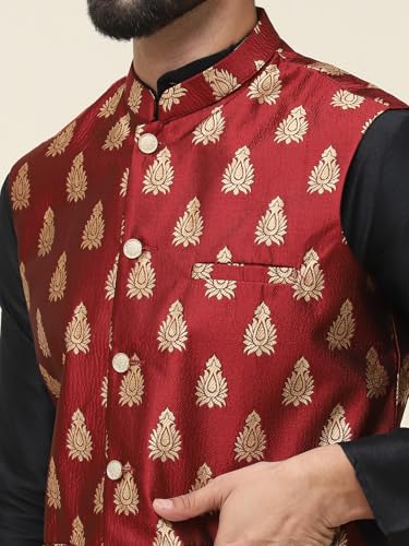 Image of SOJANYA (Since 1958 Men's Silk Blend Kurta Pyjama With Nehrujacket Set