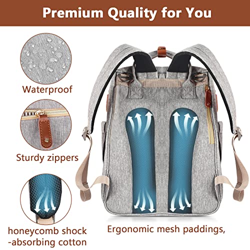 Diaper Bag Backpack Multifunctional Diaper Backpack With Extension Pad Large Capacity Diaper Bag For Baby Boy And Girl Travel Baby Bag For Moms Dads,Baby Registry Search,Baby Shower Gift（Beige） #TOP6