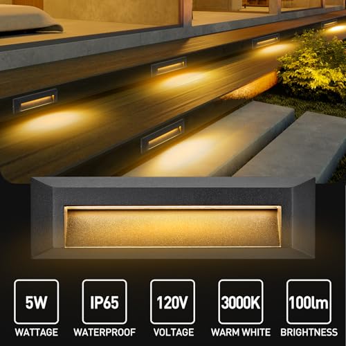 Jovxiaz Black Metal 8.3 Inches Step Lights 120V 5W Led, 3000K Outdoor Waterproof Surface Mount Lights For Stairs thumb #1