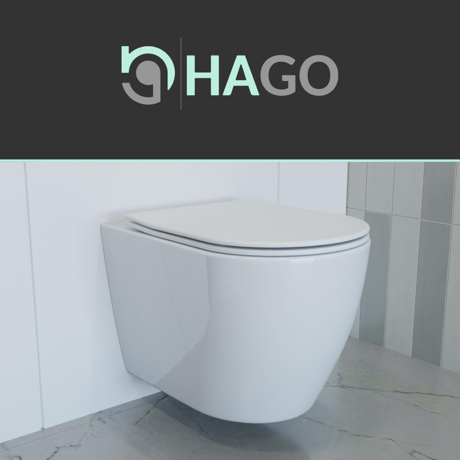 WC sospeso senza bordi di risciacquo Nano Lotus effetto soft-close, montaggio a parete