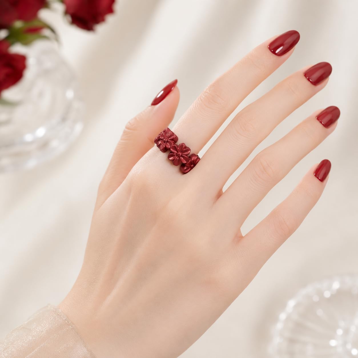 7/4 Packs Silicone Rings for Women – Soft and Pretty. Comfortable, Breathable, Stackable Rings. Lightweight Rubber Womens Engagement Ring & Wedding Band. Lucky Flower Collection
