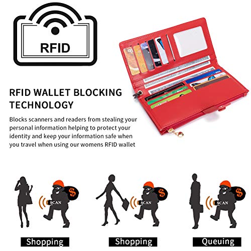 Image of myfriday Touch Screen RFID Phone Crossbody Purse with 2 Straps for Women | Clear phone window, RFID card space, 11 slots and zip pockets support quick calls, errands, theme parks and travel