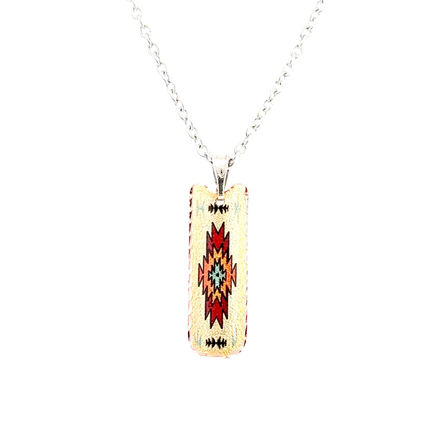 FRONT LINE JEWELRYNative American Necklaces Feature Sunburst Designs of Rec. Shape/Waterdrops/Teardrop Copper Pendent with Stainless-Steel Chain