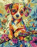 AMBATTERY Kits de Punto de Cruz 11CT Estampado, Perro animal para niños o adultos principiantes, kits de punto de cruz para bordado